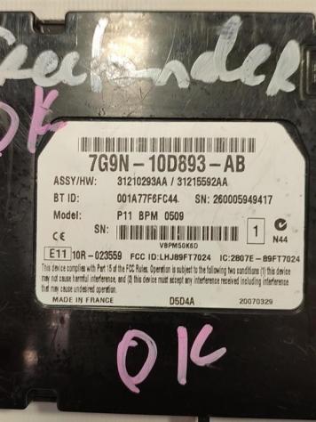 MODULO CONTROLLO BLUETOOTH LAND ROVER Freelander 3° Serie 7G9N-10D893-AB 224DT diesel 2179 (0611) - Foto 2