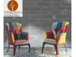 Poltrona con Braccioli Imbottita Tessuto Patchwork Cod 324M