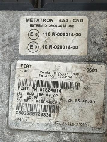 CENTRALINA INIEZIONE FIAT Panda 2° Serie 51804614 6A03B000A7 188A4000 benzina 1242 (0310) - Foto 2