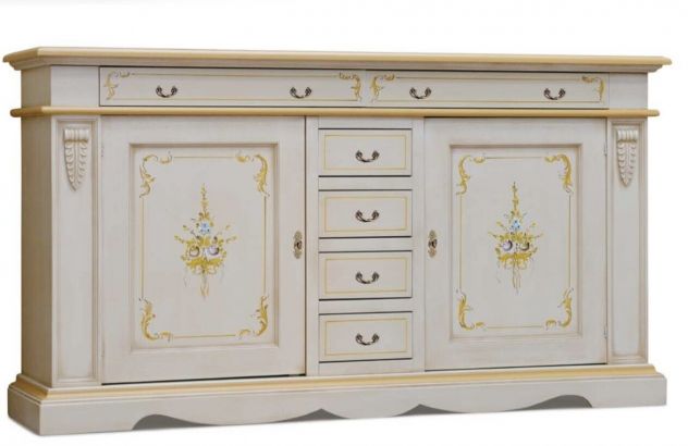 Credenza madia dipinta avorio e oro ante cassetti legno con spedizione