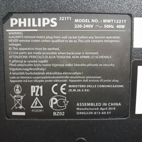 TV Philips 22 " modello MWT1221T e anche Monitor e funzionante no telecomando. - Foto 6