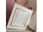 Bancone reception centro estetico doppia cornice oro e bianco ludoteca spedizion