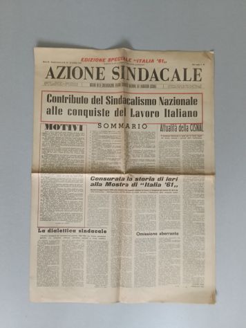Fascicolo Azione Sindacale ed. speciale del 1961. Ottime condizioni.