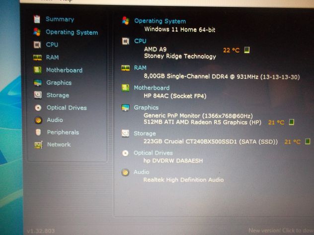 NOTEBOOK PORTATILE HP 15-DB0011NL-AMD A9+8GB+250SSD+WINDOWS 11 - Foto 8