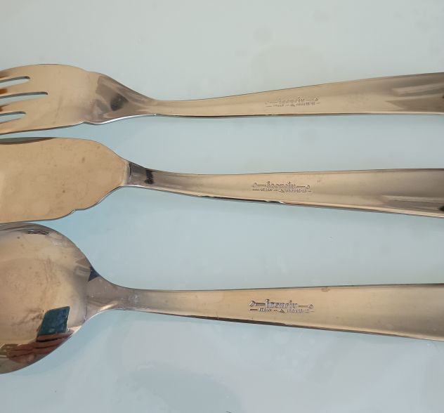 INOXRIV SERVIZIO POSATE CON STRISCIA ORO 97 PEZZI ACCIAIO INOX ITALY - Foto 7