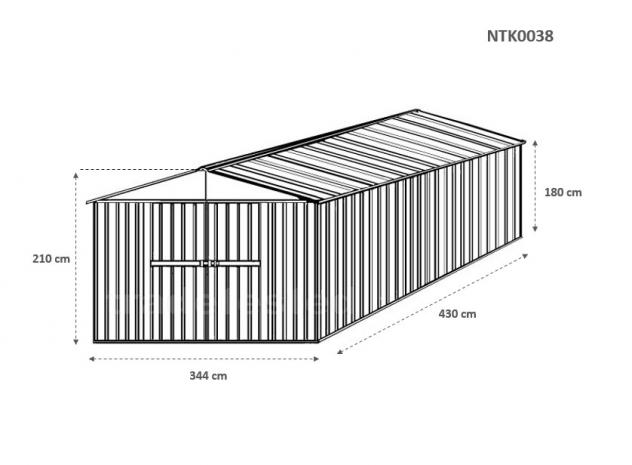 Box prefabbricato, casetta da giardino in lamiera zincata. Capanno deposito attrezzi in Acciaio Zincato 3.60 x 4.30 m x h2.10 m - 185 KG - 15,48 metri - Foto 5