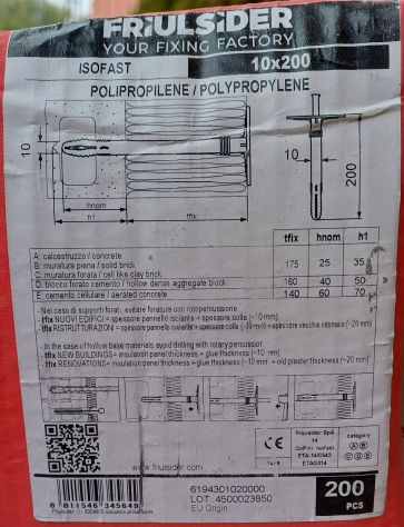 Fissaggio 10x200 cappotto ETICS FRIULSIDER ISOFAST - Foto 2