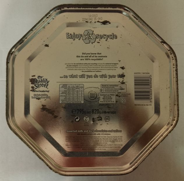 Scatola latta Ottagonale Quality Street grande da collezione vuota - Foto 2