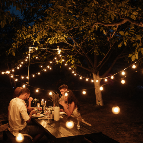 Catene luminose da esterno pizza party