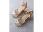 Sandali donna, bianchi, con tacco-pizzo, taglia 38