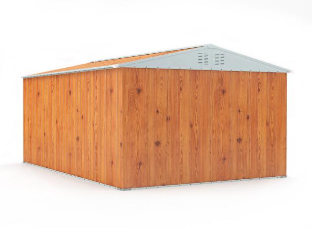 Box in Acciaio Zincato Casetta da Giardino in Lamiera 3.27 x 4.59 m x h2.17 m - 201 KG – 15,01 metri quadri – LEGNO - Foto 4