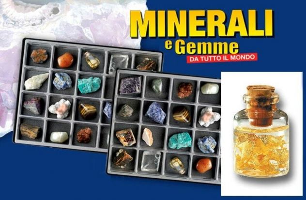Raccolta Completa di Minerali e Gemme – N° 86 Elementi + Espositori e Schede