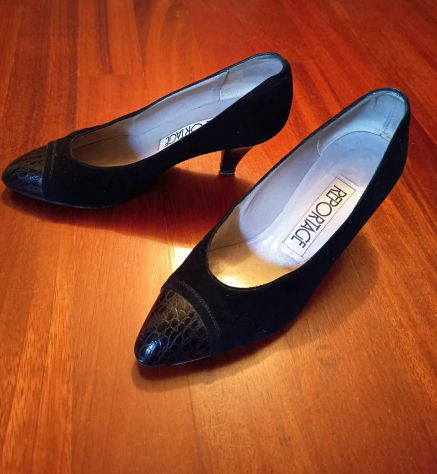 scarpe nere scamosciate tacco