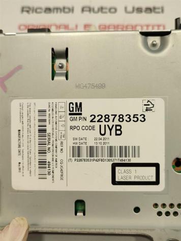 LETTORE CD OPEL Meriva 3° Serie 22878353 B14NET (10) - Foto 2