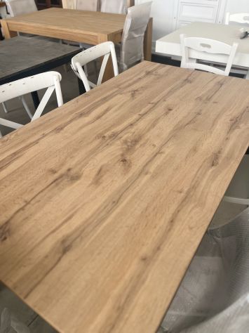 NUOVI TAVOLI ALLUNGABILI, VARIE MISURE, piani fin. cemento, acciaio, rovere, bia - Foto 5