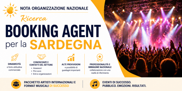 ORGANIZZAZIONE NAZIONALE SELEZIONA BOOKING AGENT  in SARDEGNA
