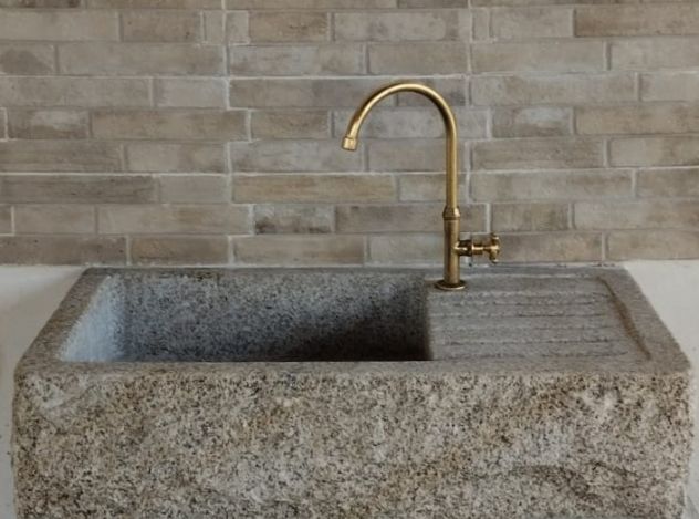 Lavello lavandino con piano in pietra granito 90 cm - Foto 9