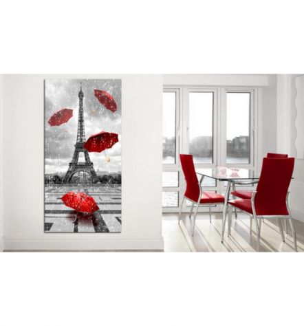 Quadro Ombrelli Rossi A Parigi Cm. 60x120 - ARREDALACASA - Foto 2