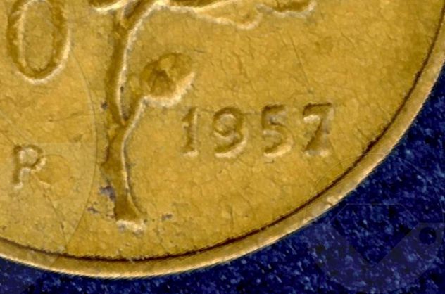 ITALIA 1957 Moneta 20 Lire BB Gambo "7" largo - Foto 3