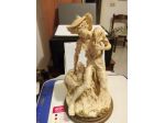 SCULTURA IN SIMIL - AVORIO PASTORE CON PECORA BASE IN LEGNO