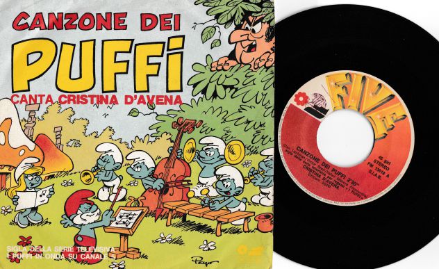 CRISTINA D'AVENA - Canzone dei Puffi - 7'' / 45 giri Sigla TV 1982 FIVE