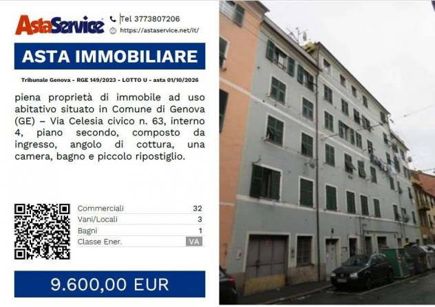 Tribunale Genova - RGE 149/2023 - LOTTO U - Tribunale Genova - RGE 149/2023 - LOTTO U - asta 01/10/2026