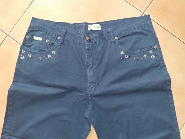 Pantaloni Jeans neri Donna Taglia Comoda 50 elasticizzati lunghezza caviglia - Foto 3