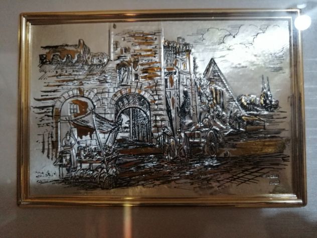 Quadro su Lastra in Argento Con Finitura Oro Roma - Foto 2