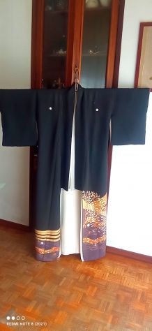 Kimono geisha vintage Kuro Tomesode - Foto 3