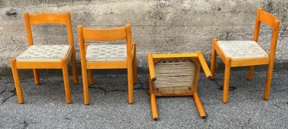 Tavolo con angoli in legno e Sedie legno corda - Foto 6