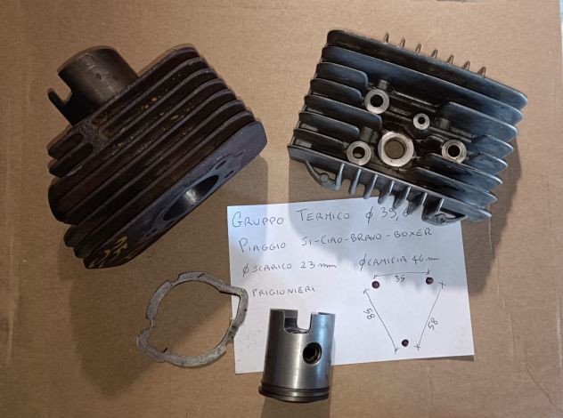 Gruppo termico cilindro d. 39,6 mm e testata originale Piaggio SI 50 cc PG
