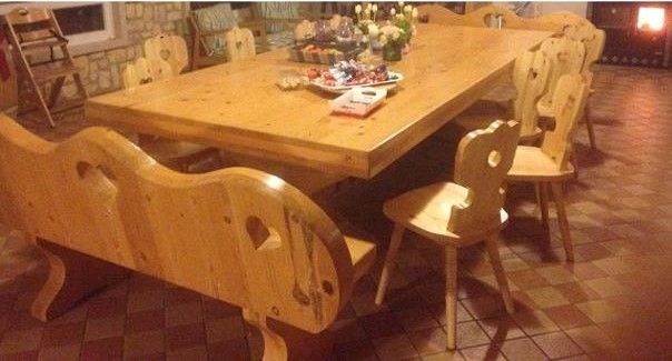 Tavolo allungabile in legno di pino massello misura 190 chiuso con 4 prolunghe d - Foto 3