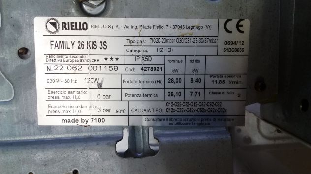 RICAMBI PER CALDAIA RIELLO FAMILY 26 KIS 3S,SYLBER,BERETTA - Foto 3