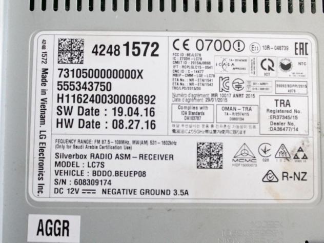 42481572 AUTORADIO OPEL ASTRA SW 1.6 D 81KW 6M 5P (2017) RICAMBIO USATO (NON FORNIAMO CODICE AUTORADIO, MA SOLO NUMERO DI TELAIO VEICOLO) - Foto 7