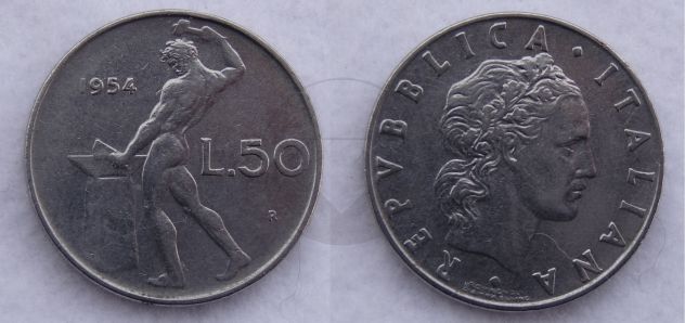 ITALIA 1954-1959 Monete 50 Lire - Foto 2