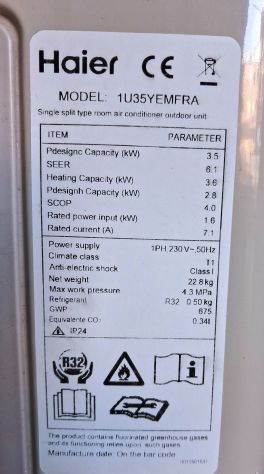 HAIER CLIMATIZZATORE UNITA' INTERNA + ESTERNA GAS R32 comp. spedizione - Foto 6