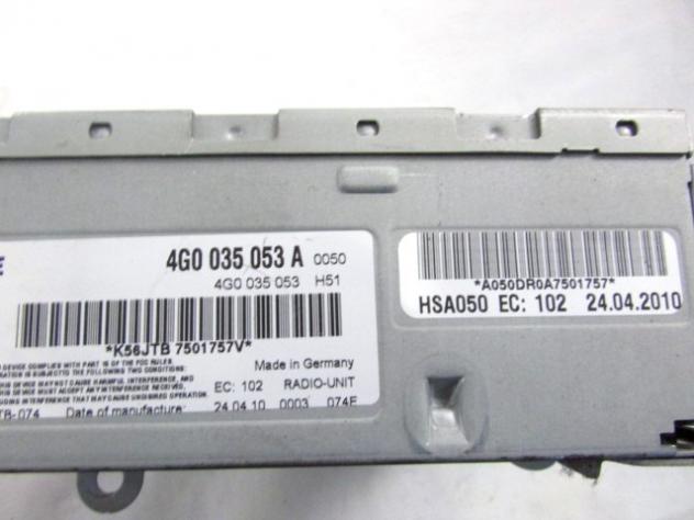 4G0035053A CENTRALINA AUTORADIO VOLKSWAGEN TOUAREG 3.0 176KW 5P D AUT 4X4 (2010) RICAMBIO USATO ( NON FORNIAMO CODICE AUTORADIO , SOLO NUMERO DI TELAI - Foto 2