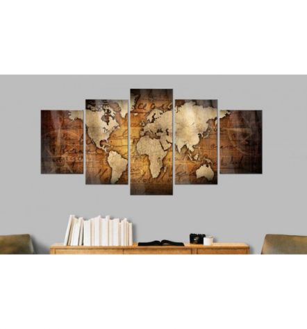 Quadro Con Vetro Acrilico Mappamondo Brown Cm.100x50 E 200x100 - Foto 2