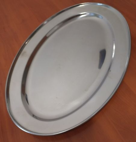 Vassoio Ovale Piano in Acciaio Inox da 45 cm - USATO per Alimenti – cod. 15111