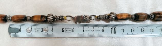 BELLISSIMA COLLANA IN AUTENTICO OCCHIO DI TIGRE, ELEMENTI E CHIUSURA ARGENTO. - Foto 10
