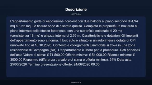 Immobile in asta di 140 m², box auto in vendita a Campagna - Foto 5