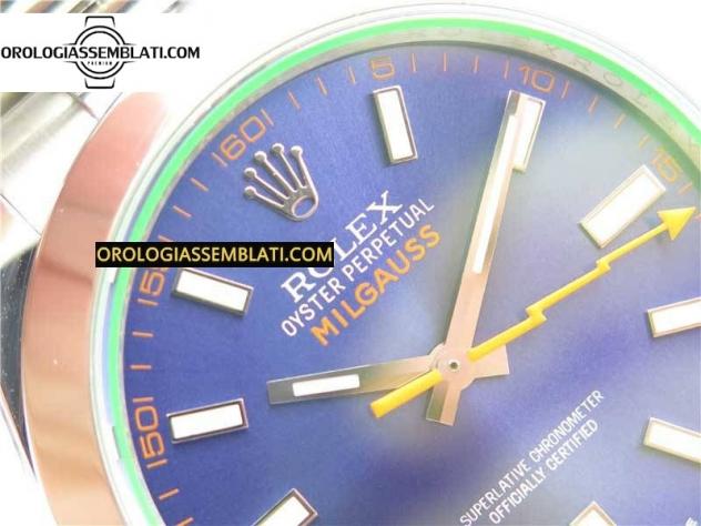 Rolex Replica/Clone MILGAUSS 116400 GV ACCIAIO 904L 1:1 BEST EDITION QUADRANTE BLU SUL BRACCIALE SH3131 - Foto 4