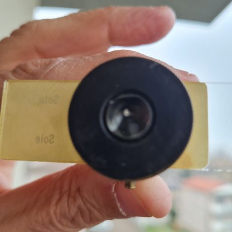 Microscopio   d'epoca   da tasca    in ottone  laccato  , custodia  in   legno , - Foto 3