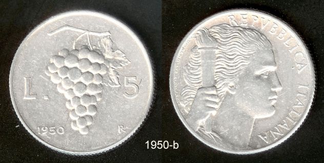 ITALIA 1949-1950 Monete 5 Lire - Foto 5
