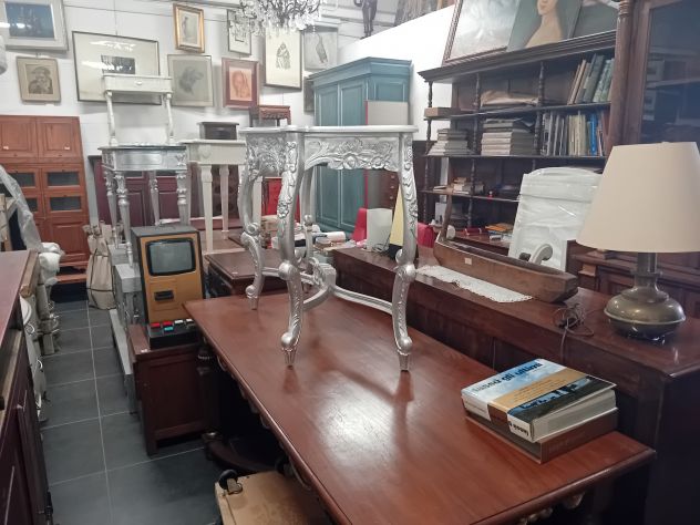 CREDENZA LIBRERIA DOPPIO CORPO DI ANTIQUARIATO FRANCESE IN STILE IMPERO DI NOCE - Foto 8