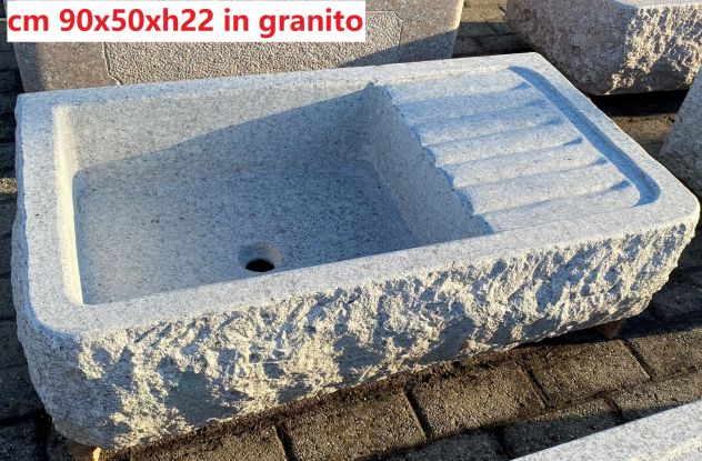 Lavello lavandino con piano in pietra granito 90 cm - Foto 4