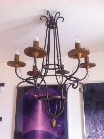 LAMPADARIO DEL 1.700 ORIGINALE IN FERRO BATTUTO IN OTTIMO STATO