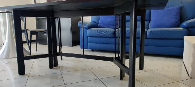 Tavolo allungabile in rovere massiccio nero - Foto 3