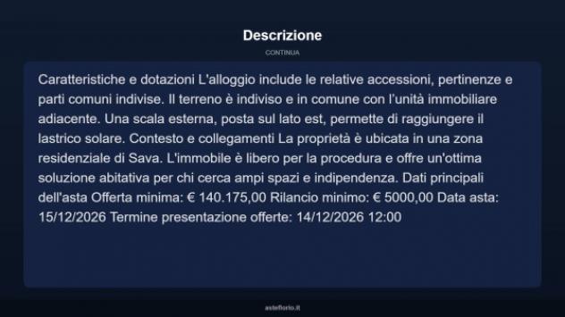 Immobile in asta di 362 m² con più di 5 locali in vendita a Sava - Foto 4