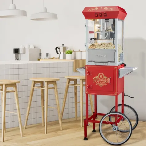 Macchina per Popcorn con Carrello 850 W Macchina Popcorn Elettrico Bollitore 0,2 - Foto 5